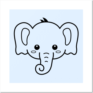 Elephant Head - Cute Illustration - Baby Elephants Posters and Art
